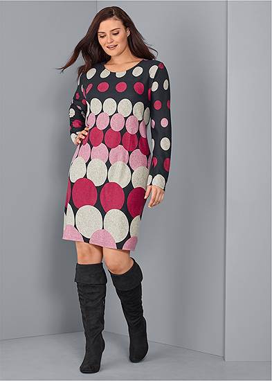 Plus Size Abstract Sweater Dress