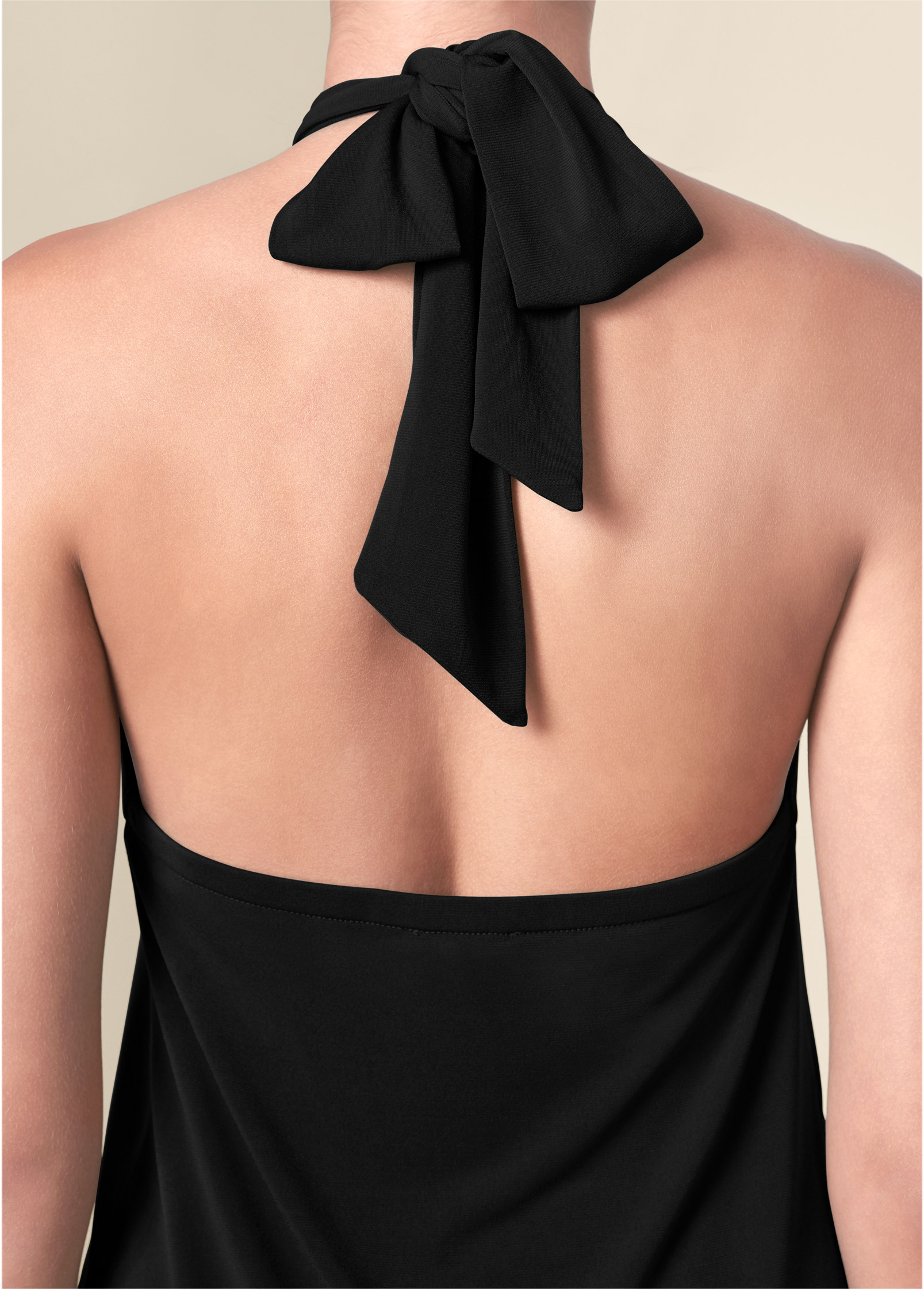 halter black tie dress