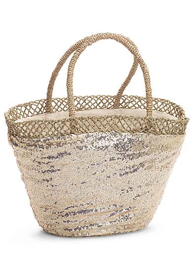 Sequin And Straw Tote