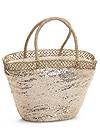 Front View Sequin And Straw Tote