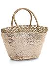 Back View Sequin And Straw Tote