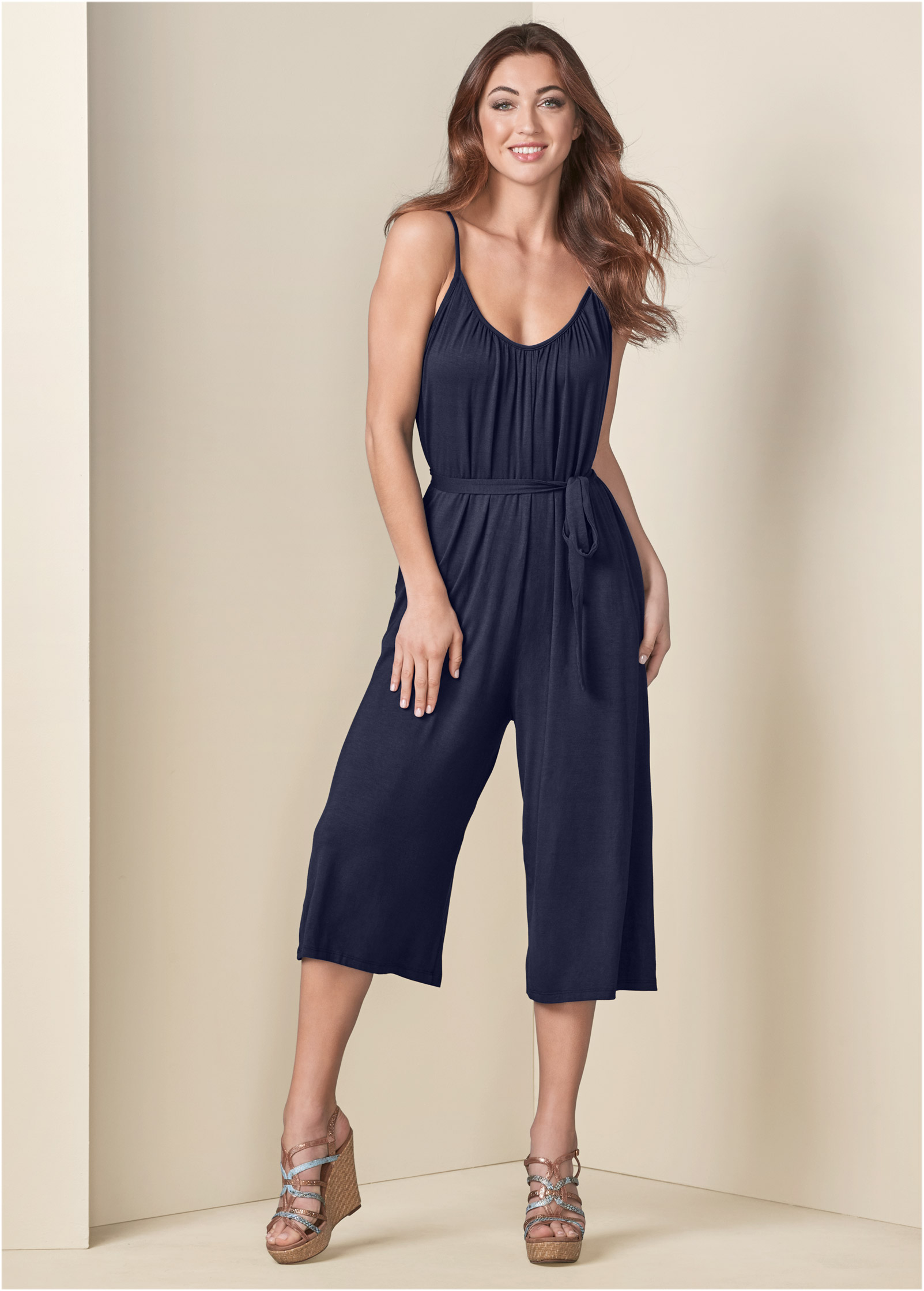 casual navy jumpsuit