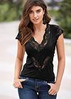 Alternate View Lace Inset V-Neck Top