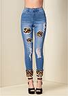 Alternate View Leopard Cuffed Jeans