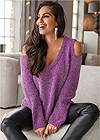 Front View Cold-Shoulder Sweater