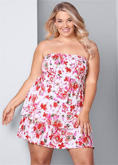 Plus Size Floral Printed Casual Dress