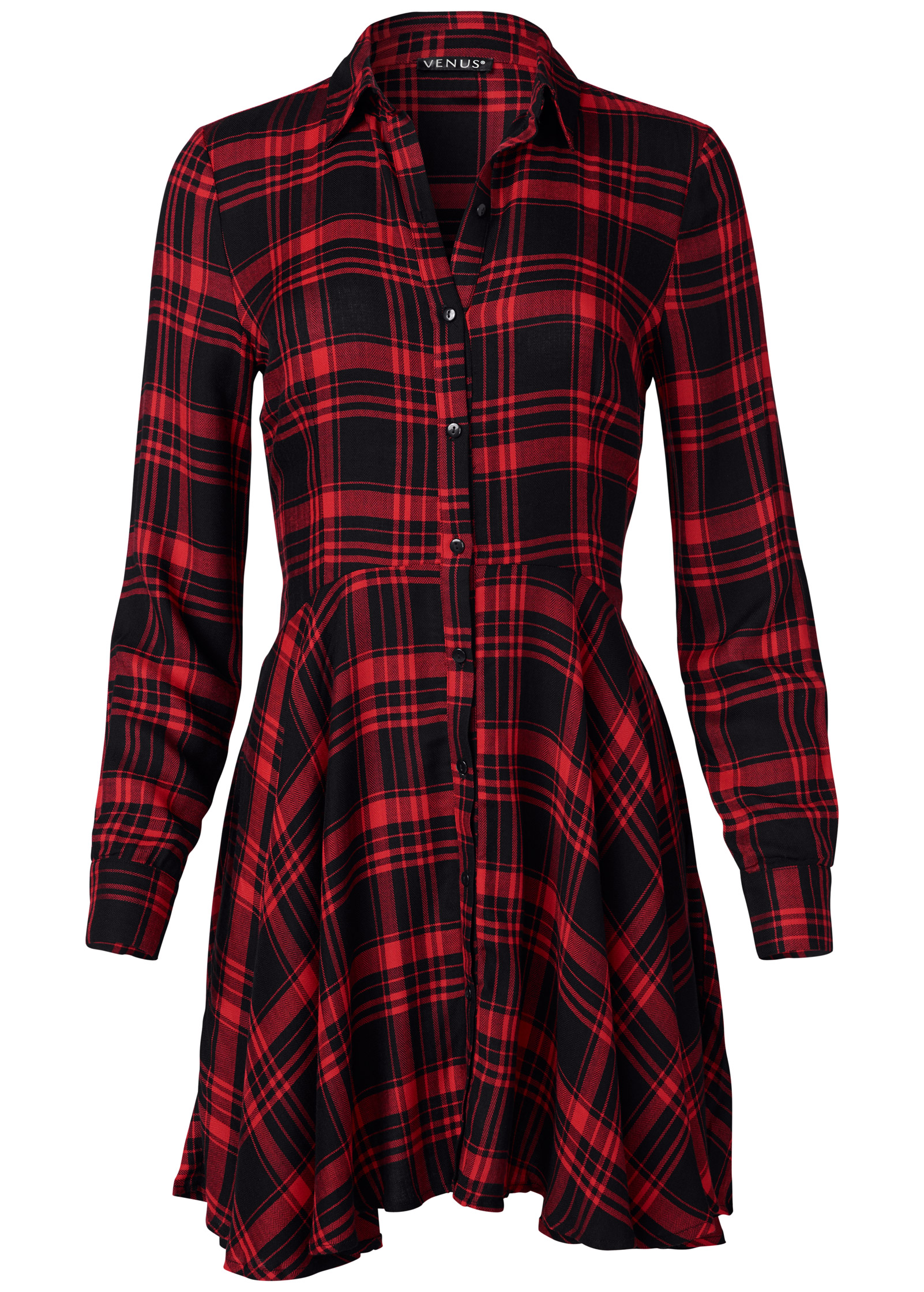 venus red plaid dress