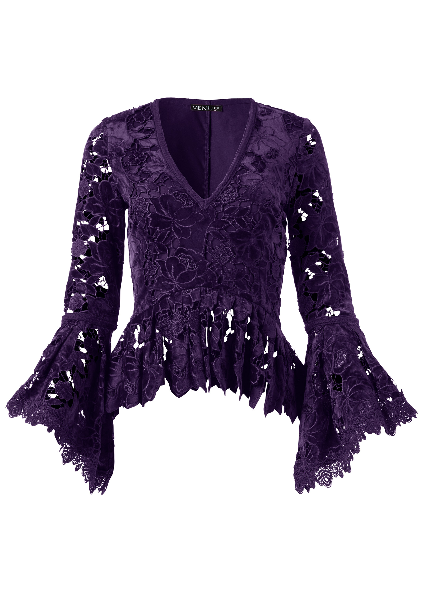 lace bell sleeve top