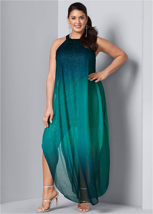 Plus Size Ombre Glitter Long Dress | VENUS