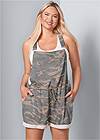 Front View French Terry  Drawstring Short Overalls