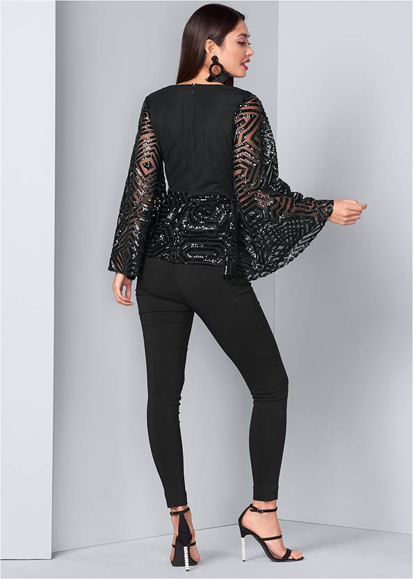 Back View Geometric Sequin Top