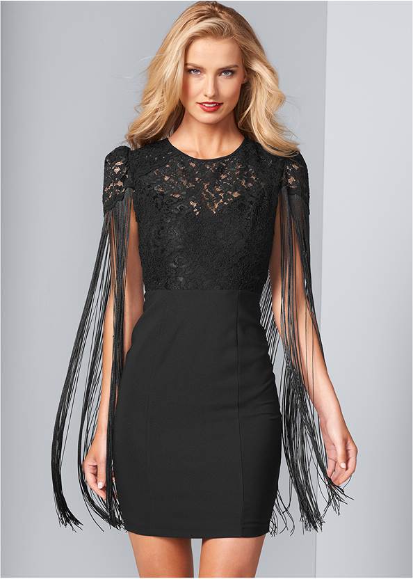 Front View Lace Detail Bodycon Dress