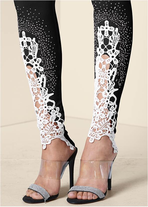 Alternate View Lace Detail Leggings