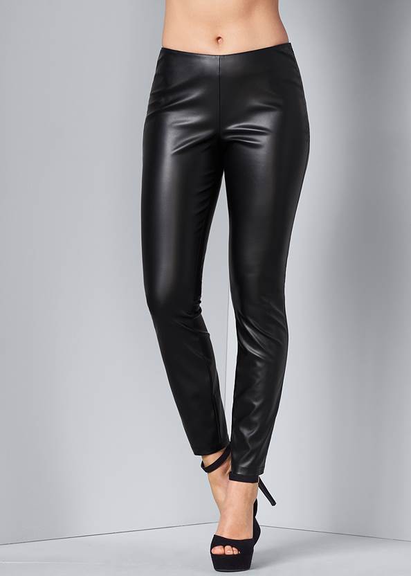 Waist down back view Faux-Leather Leggings