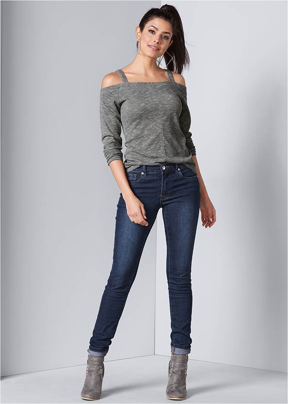 Front View Cold-Shoulder Casual Top