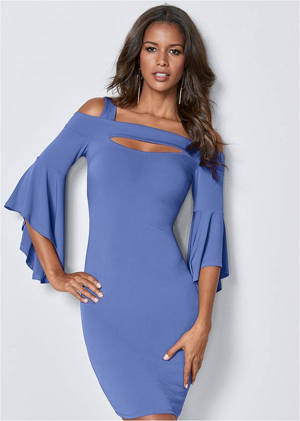 Cropped front view Cold-Shoulder Bodycon Dress