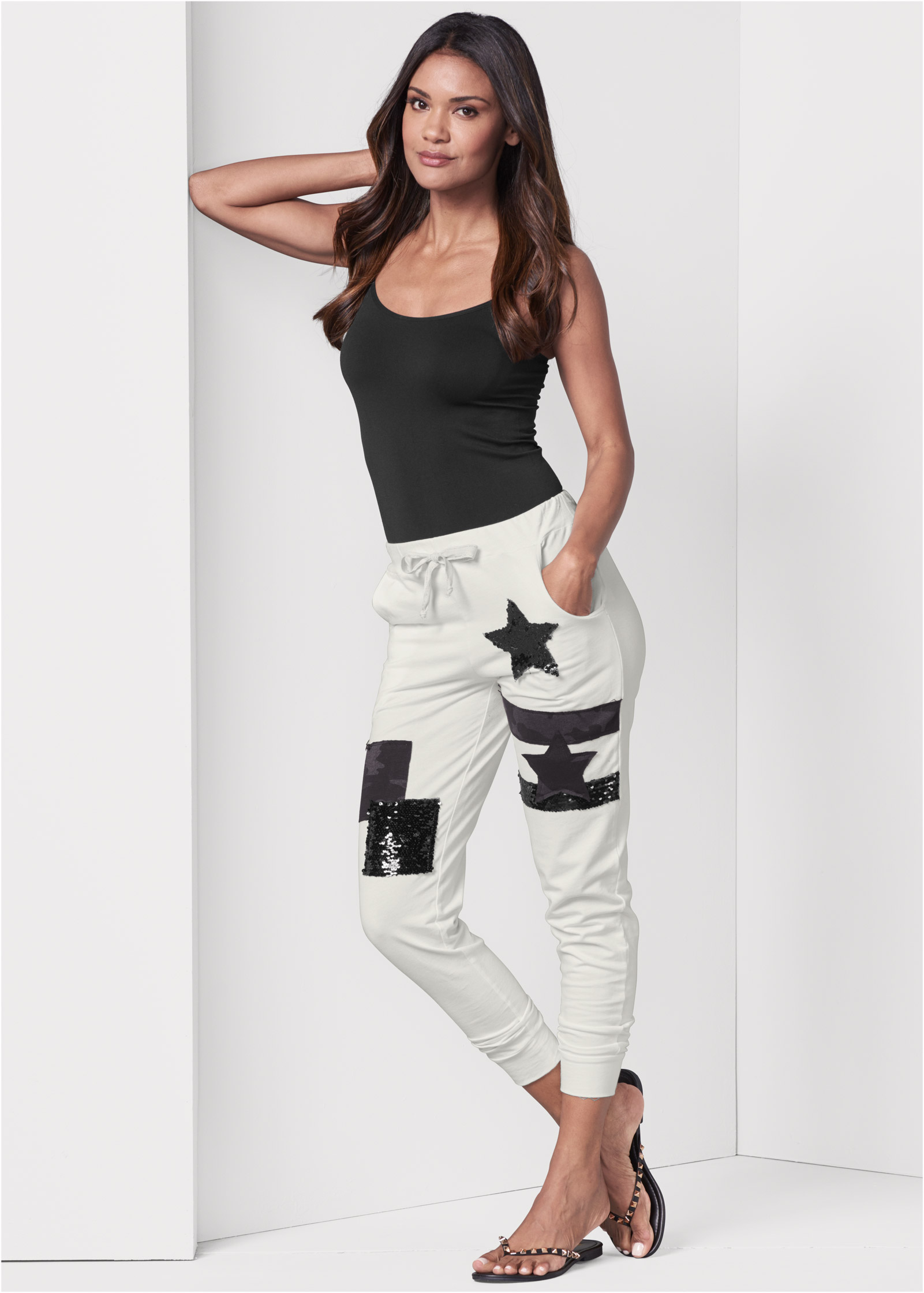 PATCHWORK JOGGERS in Off White | VENUS