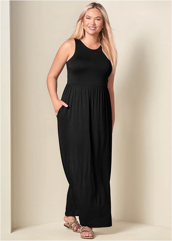 Maxi Dress With Pockets,Strappy Toe Ring Sandals,High Heel Strappy Sandals,Fringe Detail Bag