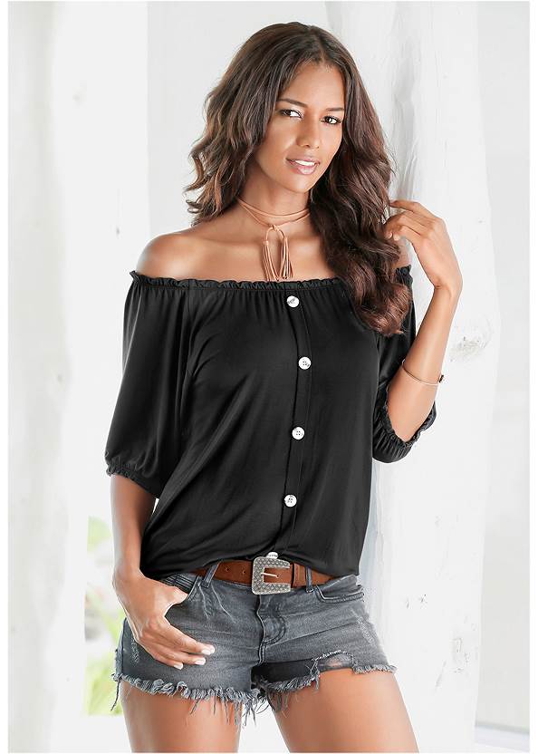 Alternate View Off-The-Shoulder Casual Top