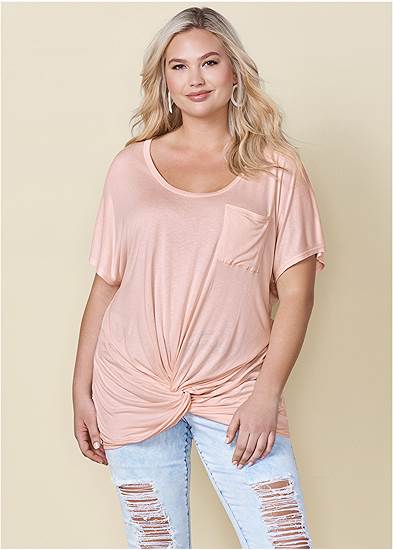 Plus Size Twisted Knot Detail Tee
