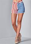 Front View American Flag Denim Shorts