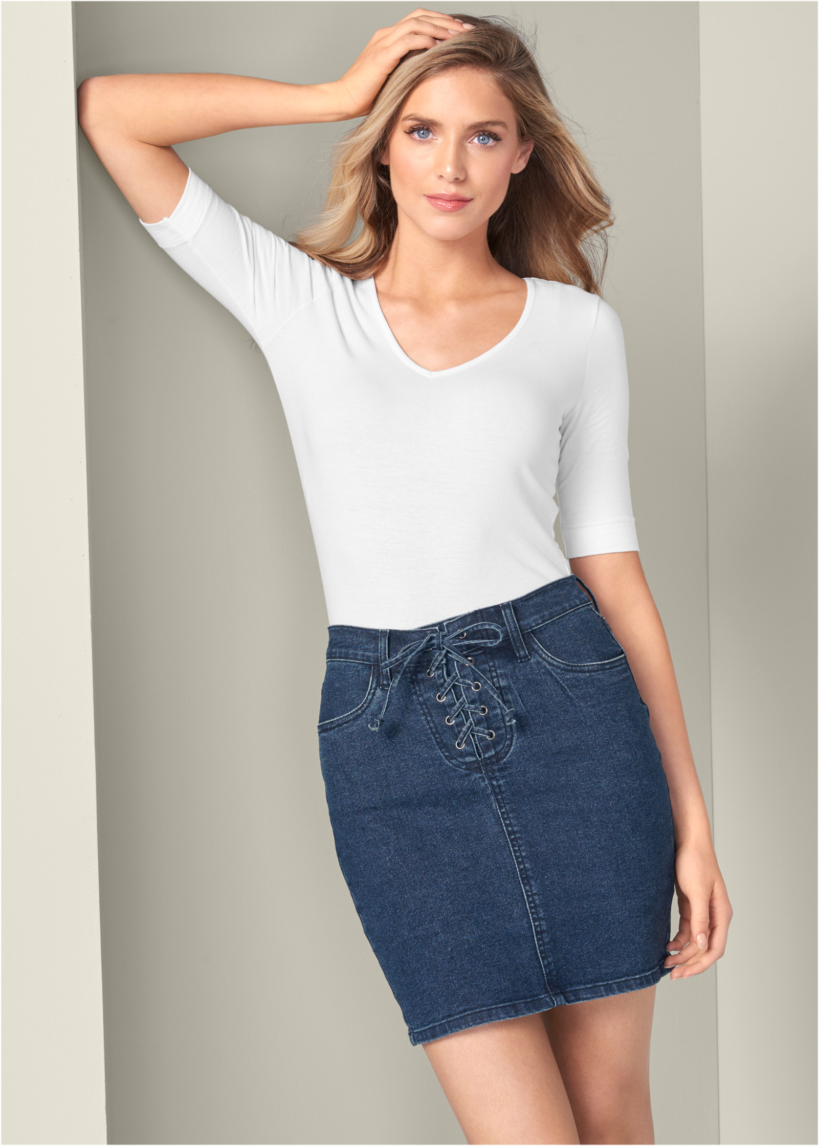 trendy jean skirt