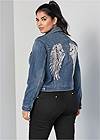 Back View Sequin Wing Jean Jacket