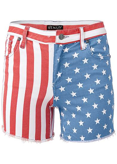 Plus Size American Flag Denim Shorts