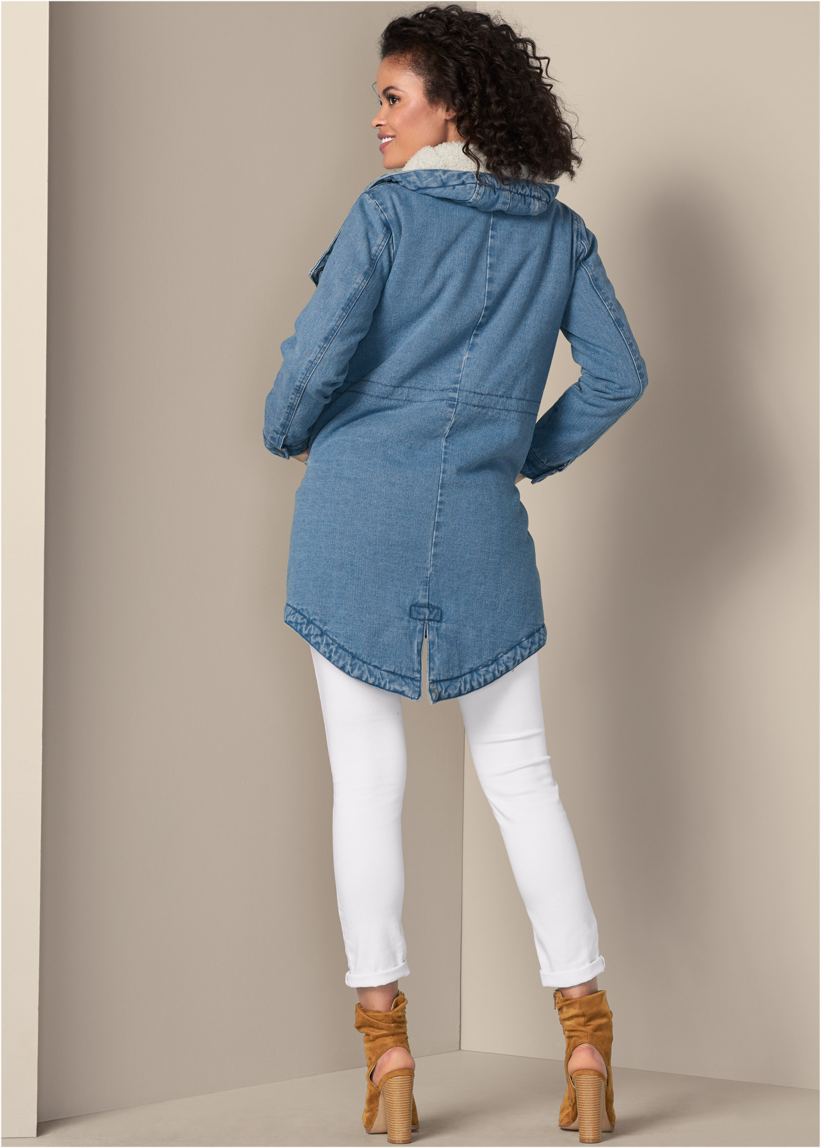 venus fleece lined denim coat