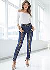 Front View Lace-Up Skinny Jeans