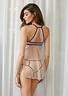 Cropped back view Dot Mesh And Lace Babydoll