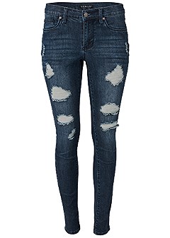Plus Size Ripped Bum Lifter Jeans in Dark Wash | VENUS