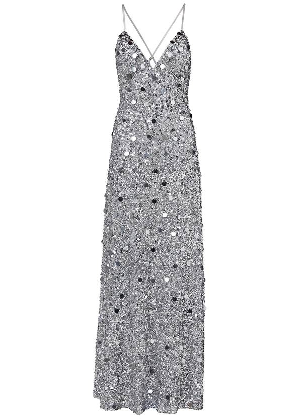 Sequin And Paillettes Gown in Silver | VENUS