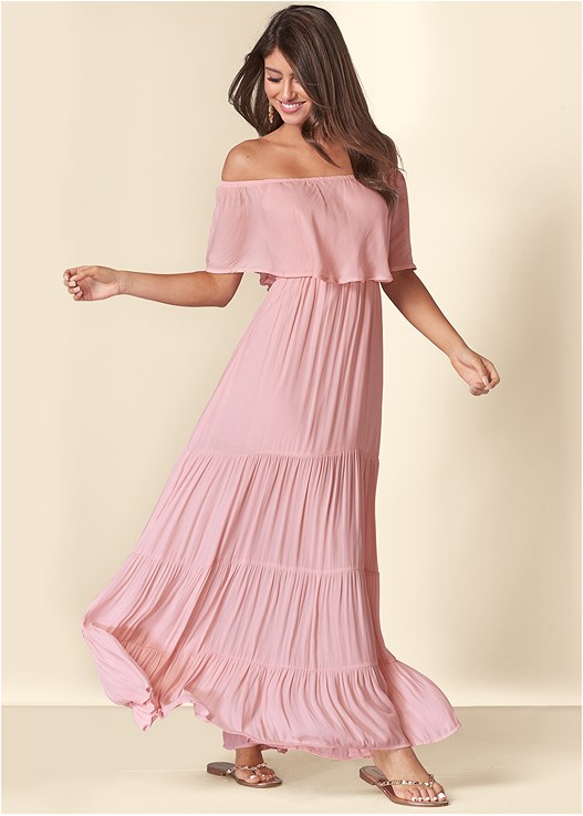 Tiered Maxi Dress In Light Pink Venus