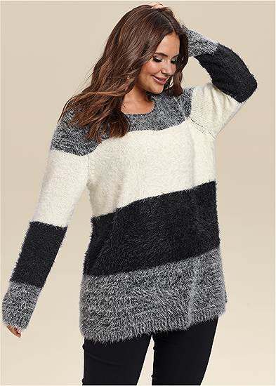 Plus Size Striped Cozy Sweater