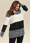 Front View Striped Cozy Sweater