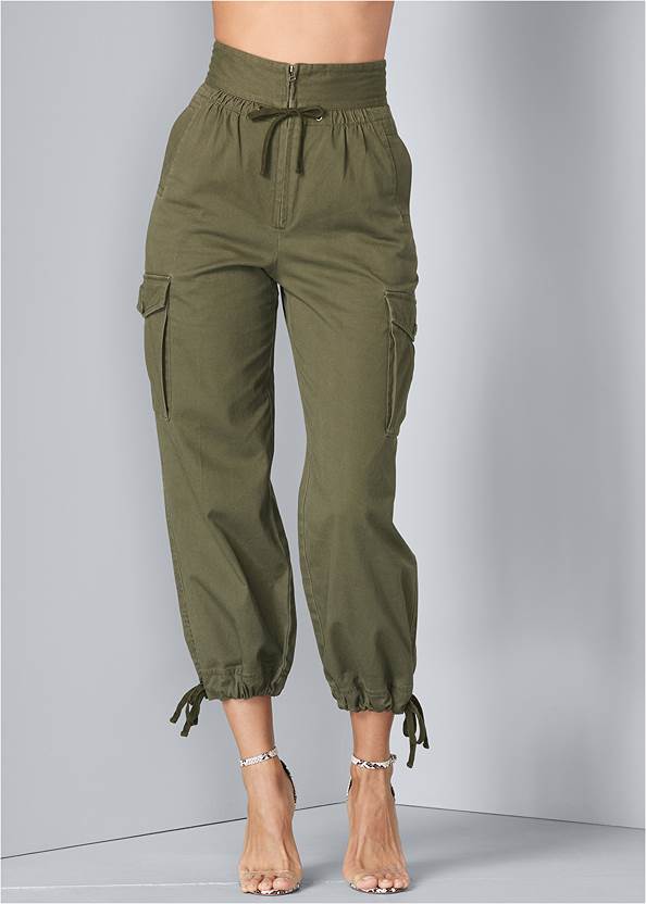 Front View High Waisted Cargo Pants