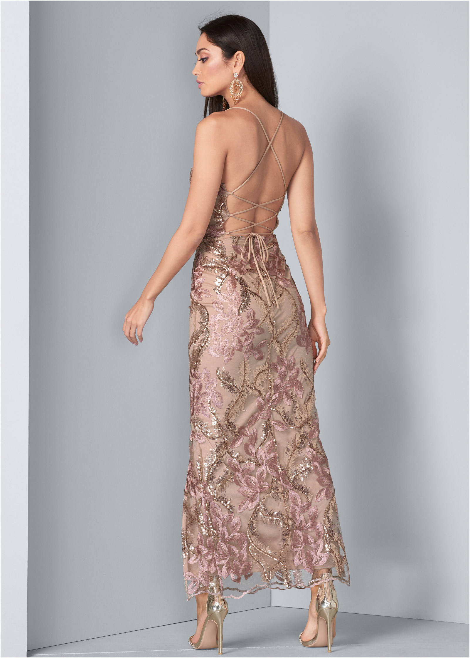 SEQUIN FLORAL GOWN