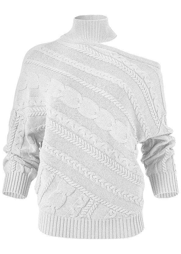 Front View One-Shoulder Turtleneck Sweater
