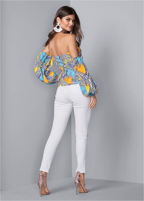 Full back view Off-Shoulder Paisley Top