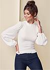Cropped front view Balloon Sleeve Blouse