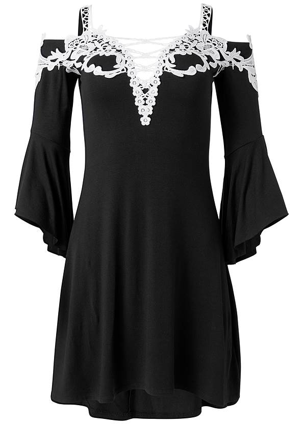 Ghost  view Cold-Shoulder Lace Dress