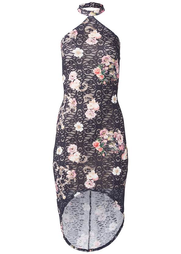 Ghost  view Floral Lace Bodycon Dress