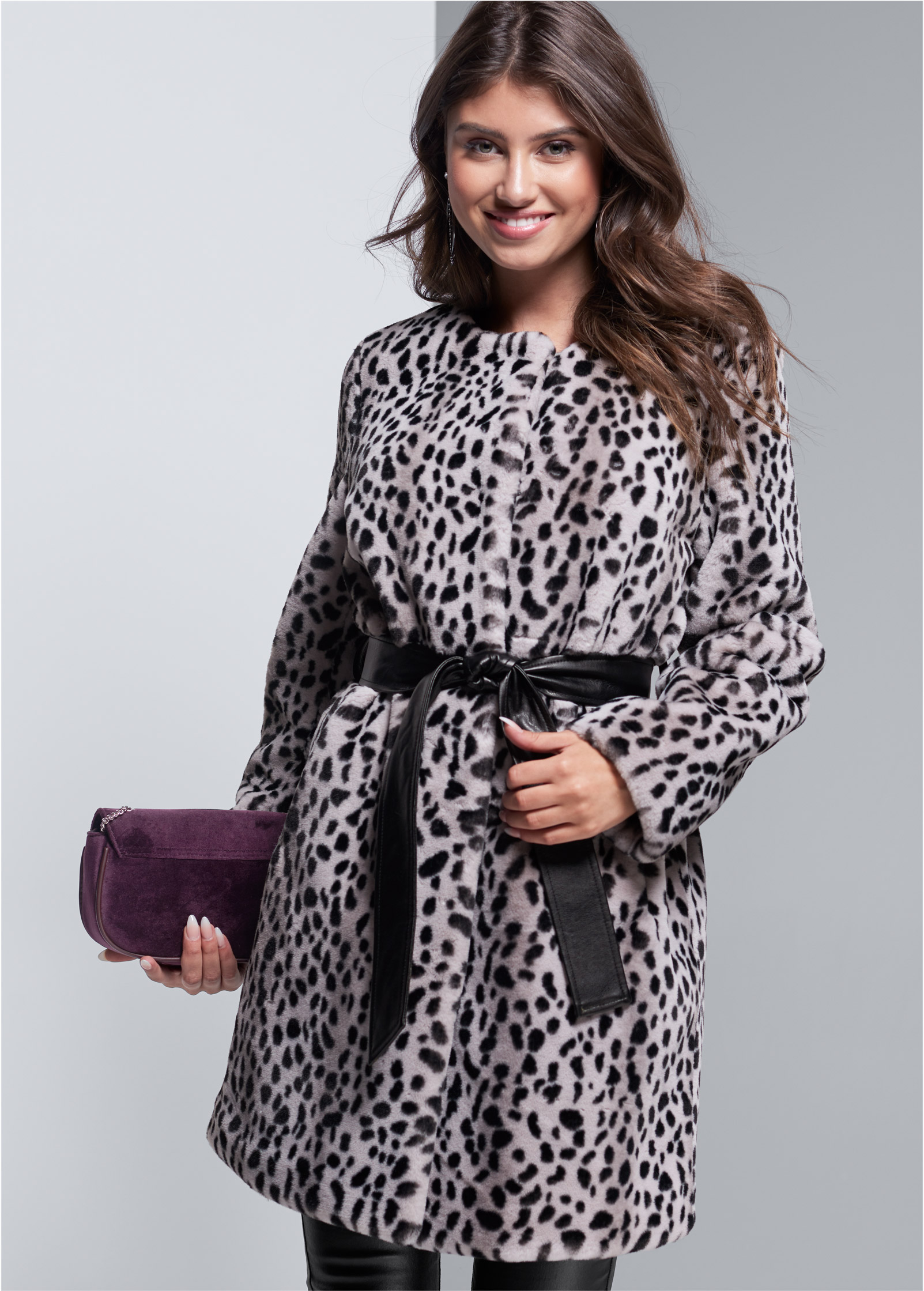 leopard print coat grey