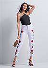 Front View Cropped Floral Embroidered Jeans