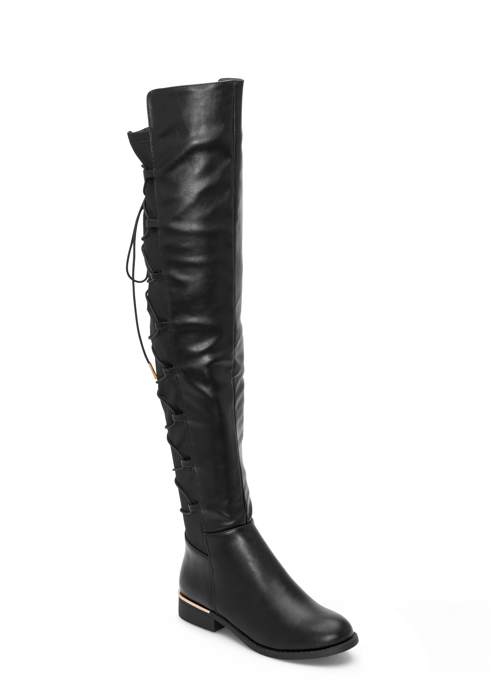 Lace Up Back Detail Boots in Black | VENUS
