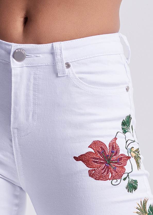 Alternate View Cropped Floral Embroidered Jeans