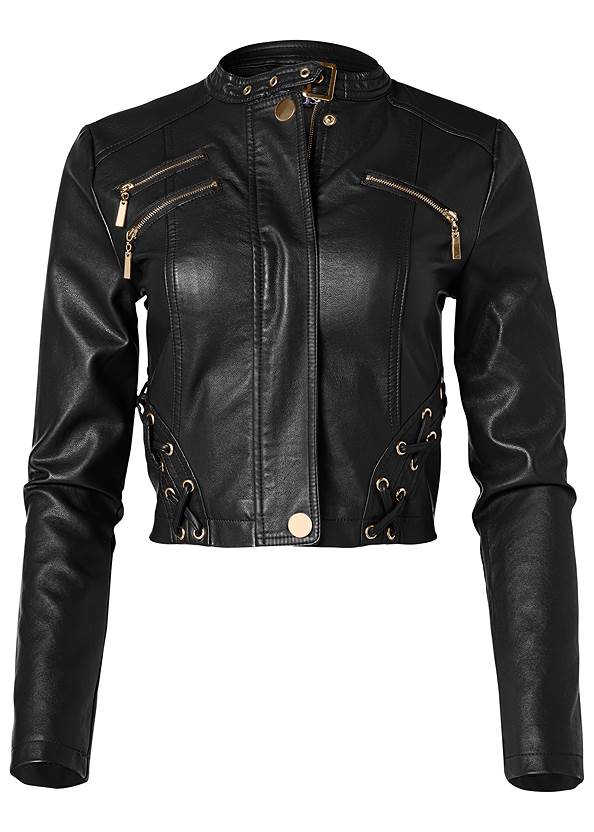 Alternate View Faux-Leather Lace-Up Jacket