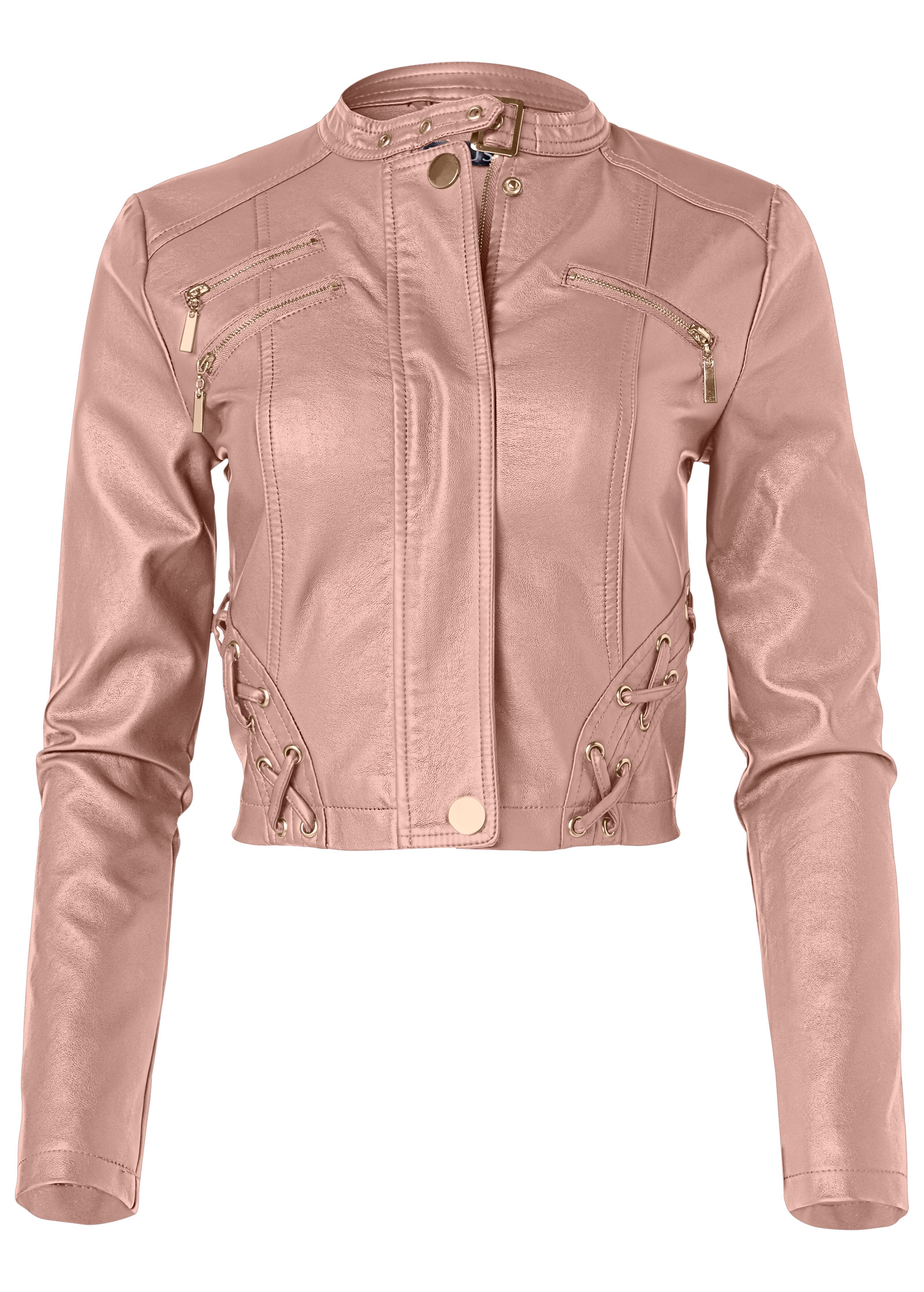 venus faux leather lace up jacket