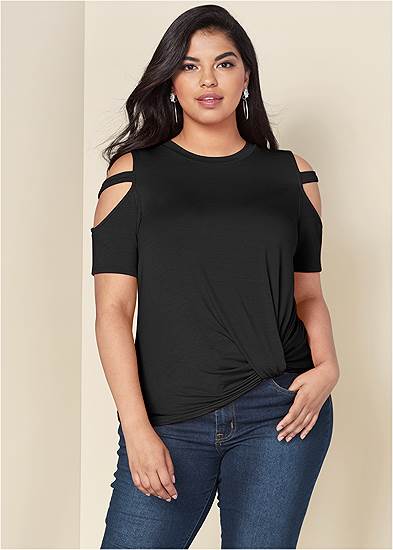 Plus Size Twisted Knot Detail Top